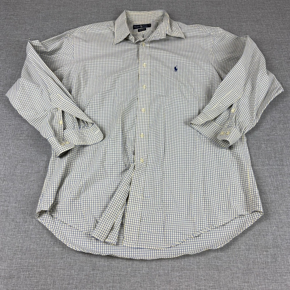 Ralph Lauren Shirt Mens Large Check Long Sleeve Button Down Classic Fit Yarmouth